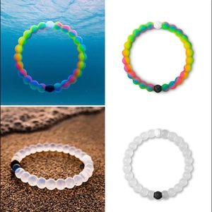Two Lokai Bracelets, Rainbow Make-A-Wish and Clear Classic in Like New Condition